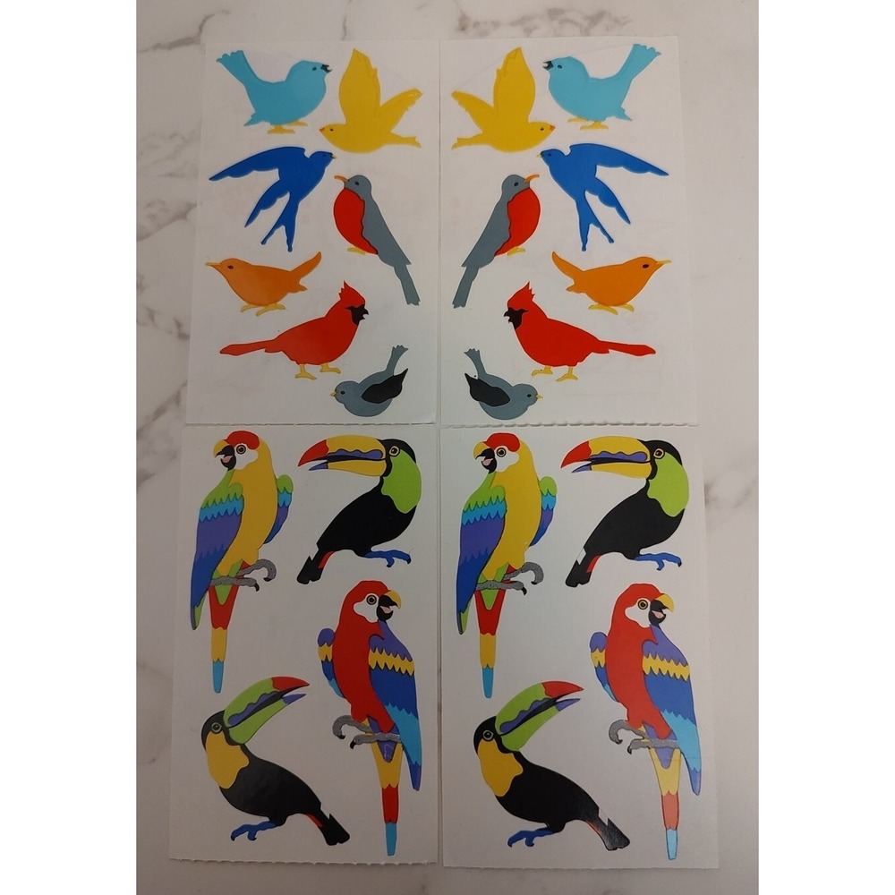 Vintage Mrs. Grossman's Bird 4 Mod Mini Lot Parrot Toucan Cardinal Robin S7